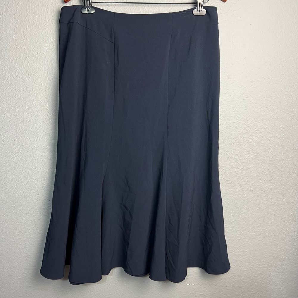 NYCC New York Clothing Co. Navy Blue Flare Midi Skirt Size 14 Elegant Flowy‎